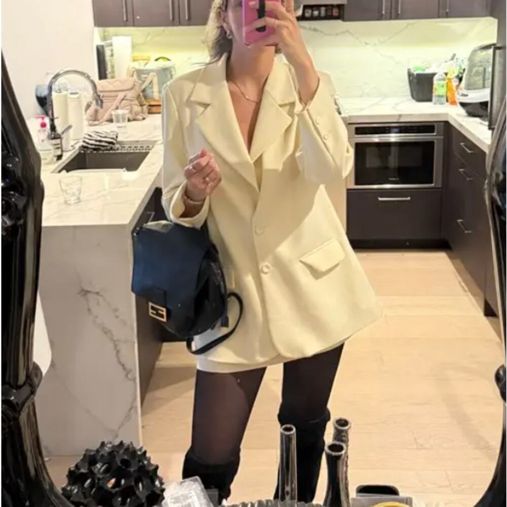 Favorite Daughter Butter Yellow Oversize Blazer SMALL Work Suiting Designer $400 - Picture 9 of 14